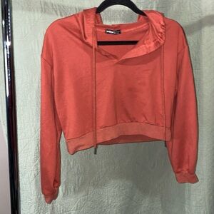 SHEIN Crop Hoodie, Lightweight, Dark Copper Colour, (Size XS), Used ~6463-001